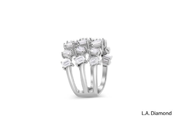 14K White Gold Baguette Diamond Cluster Ring (2.80 ct)