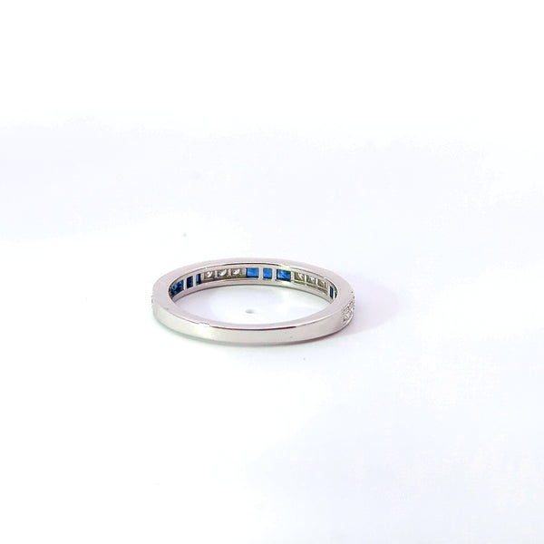 14K White Gold Blue Sapphire & Diamond Band Ring