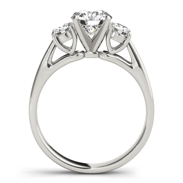 14K White Gold Classic 3-Stone Round Cut Diamond Engagement Ring