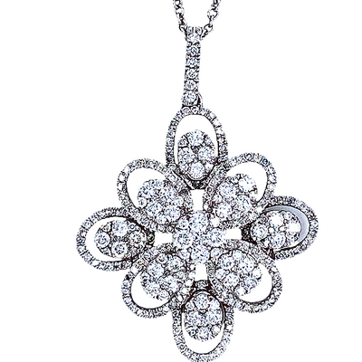 14K White Gold Composite Diamond Flower Pendant (1.00 ct t.w.)