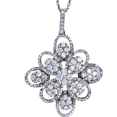 14K White Gold Composite Diamond Flower Pendant (1.00 ct t.w.)