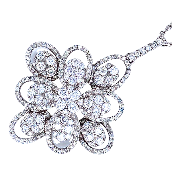14K White Gold Composite Diamond Flower Pendant (1.00 ct t.w.)