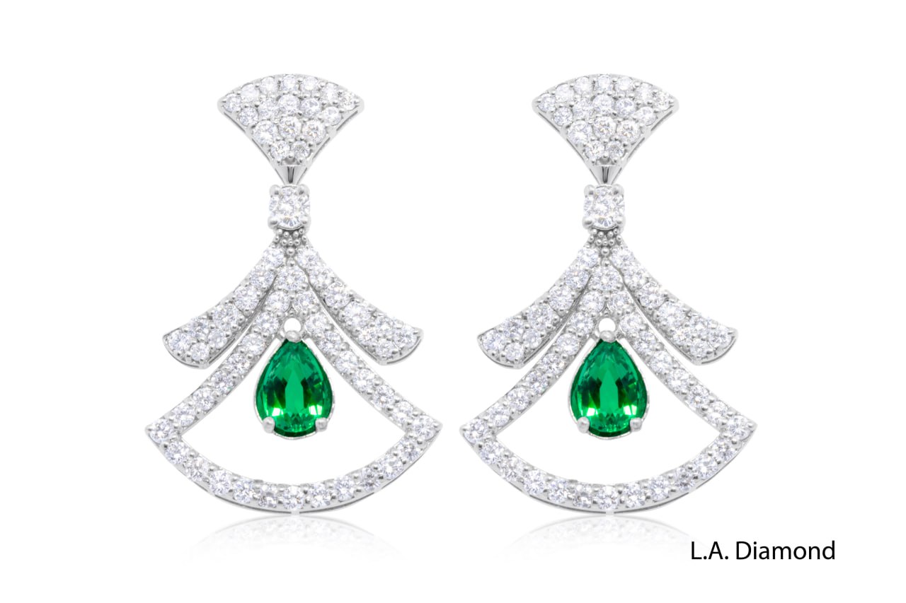 14K White Gold Diamond Dangle Drop Earrings (0.90 ct)