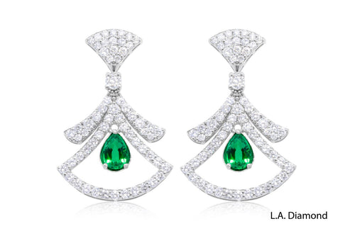 14K White Gold Diamond Dangle Drop Earrings (0.90 ct)