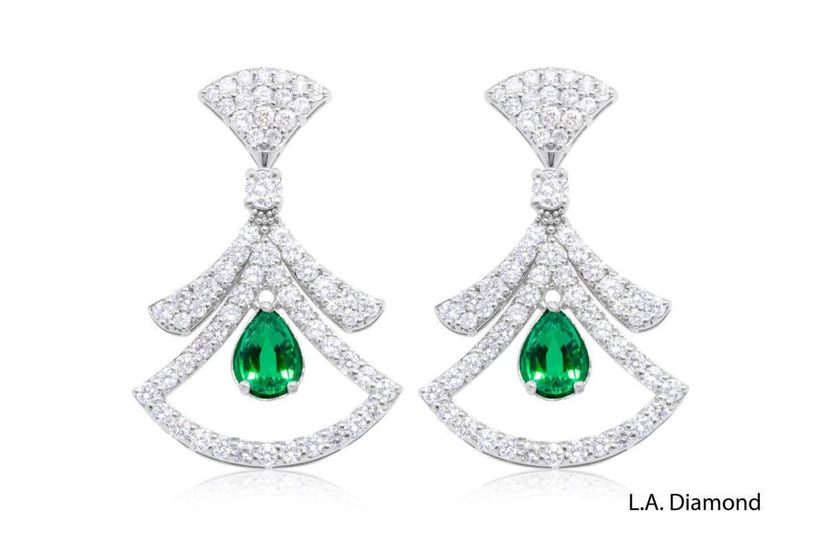 14K White Gold Diamond Dangle Drop Earrings (0.90 ct)