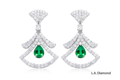 14K White Gold Diamond Dangle Drop Earrings (0.90 ct)