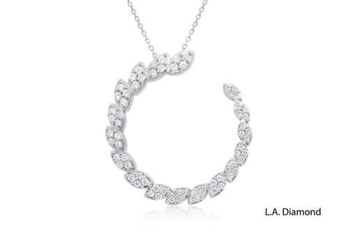 14K White Gold Diamond Elegant Flare Hoop Pendant (1.40 ctw)