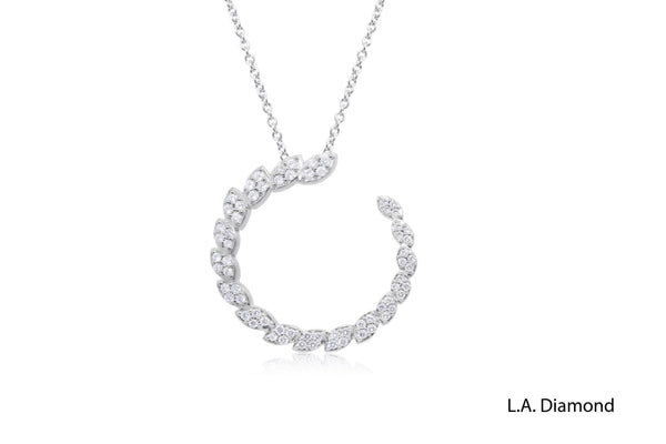 14K White Gold Diamond Elegant Flare Hoop Pendant (1.40 ctw)