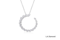 14K White Gold Diamond Elegant Flare Hoop Pendant (1.40 ctw)