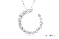 14K White Gold Diamond Elegant Flare Hoop Pendant (1.40 ctw)