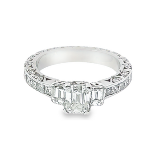14K White Gold Diamond Emerald Cut Infinity Engagement Ring – 0.96ct