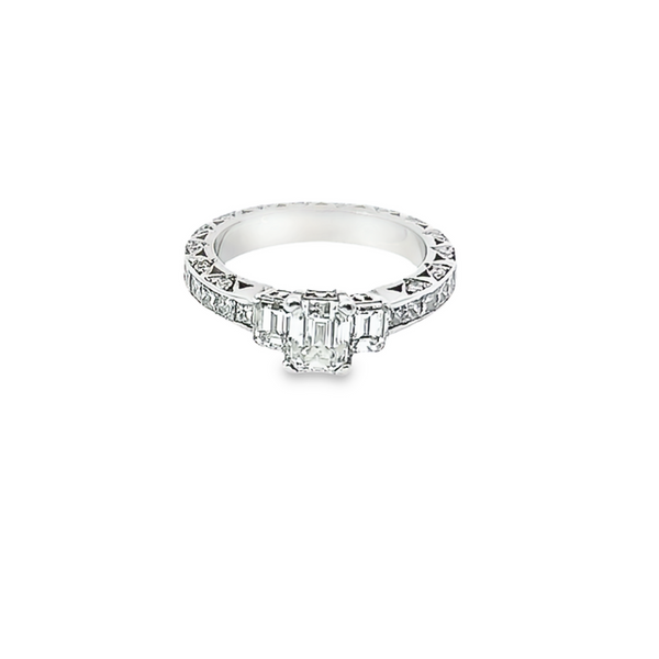 14K White Gold Diamond Emerald Cut Infinity Engagement Ring – 0.96ct
