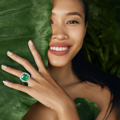 14K White Gold Diamond & Emerald Princess-Cut Ring (1.86 ct + 7.31 ct)