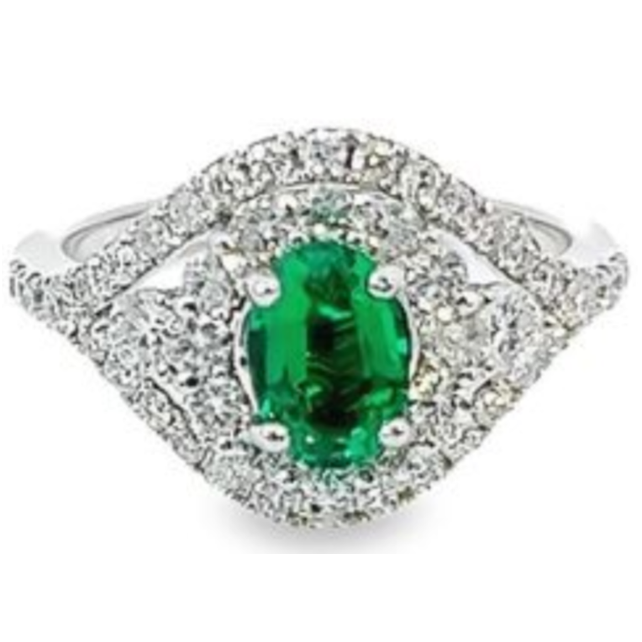 14K White Gold Diamond & Emerald Ring (2.25 ct Diamond + 0.95 ct Emerald)