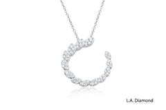 14K White Gold Diamond Flare Loop Pendant Necklace (0.35 ctw)