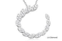 14K White Gold Diamond Flare Loop Pendant Necklace (0.35 ctw)