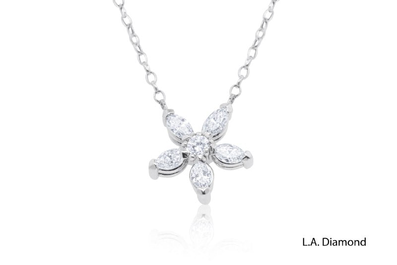 14K White Gold Diamond Flower Pendant (1.80 ctw)