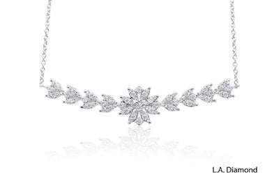 14K White Gold Diamond Flower Pendant (1.80 ctw)