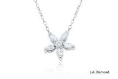 14K White Gold Diamond Flower Pendant (1.80 ctw)