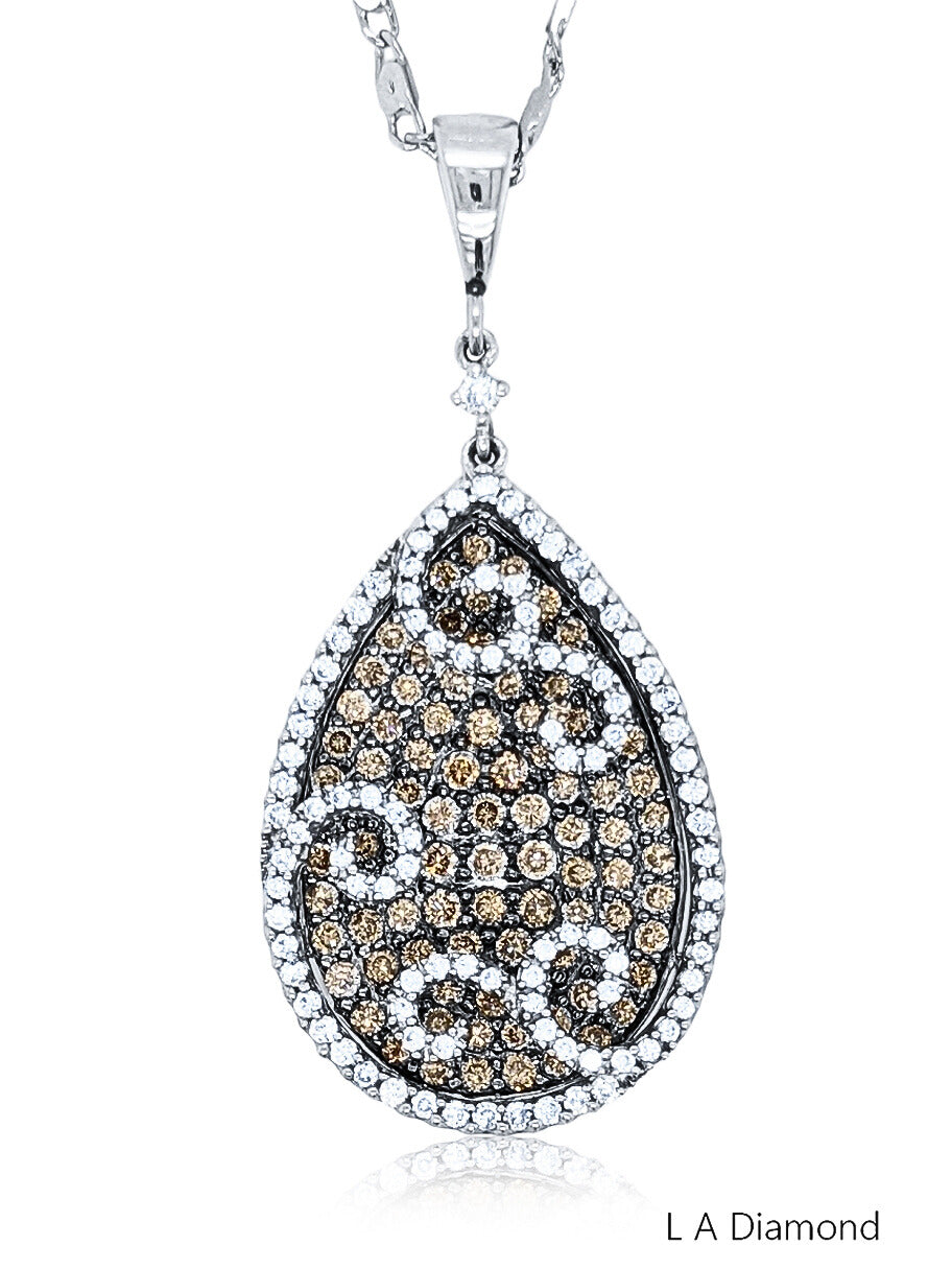 14K White Gold Diamond Pear Cut Pendant Necklace (2.50 ct T.W.)