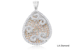 14K White Gold Diamond Pear Cut Pendant Necklace (2.50 ct T.W.)