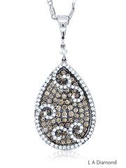 14K White Gold Diamond Pear Cut Pendant Necklace (2.50 ct T.W.)