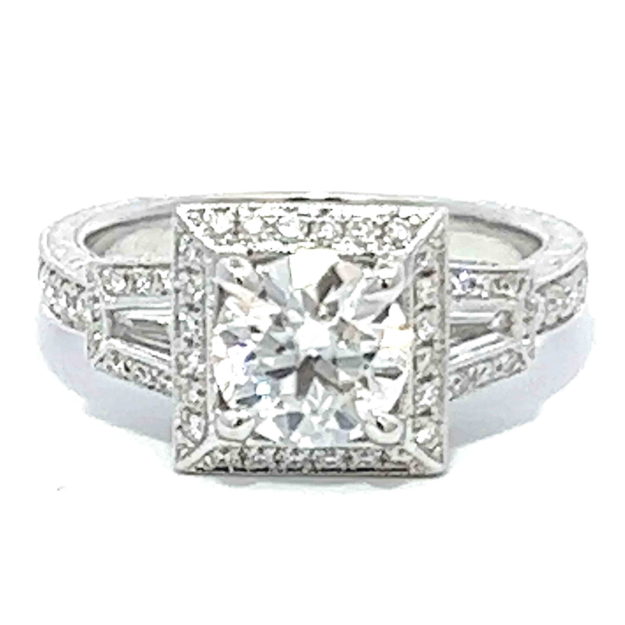 14K White Gold Diamond Princess-Cut Engagement Ring (2.28 ctw)