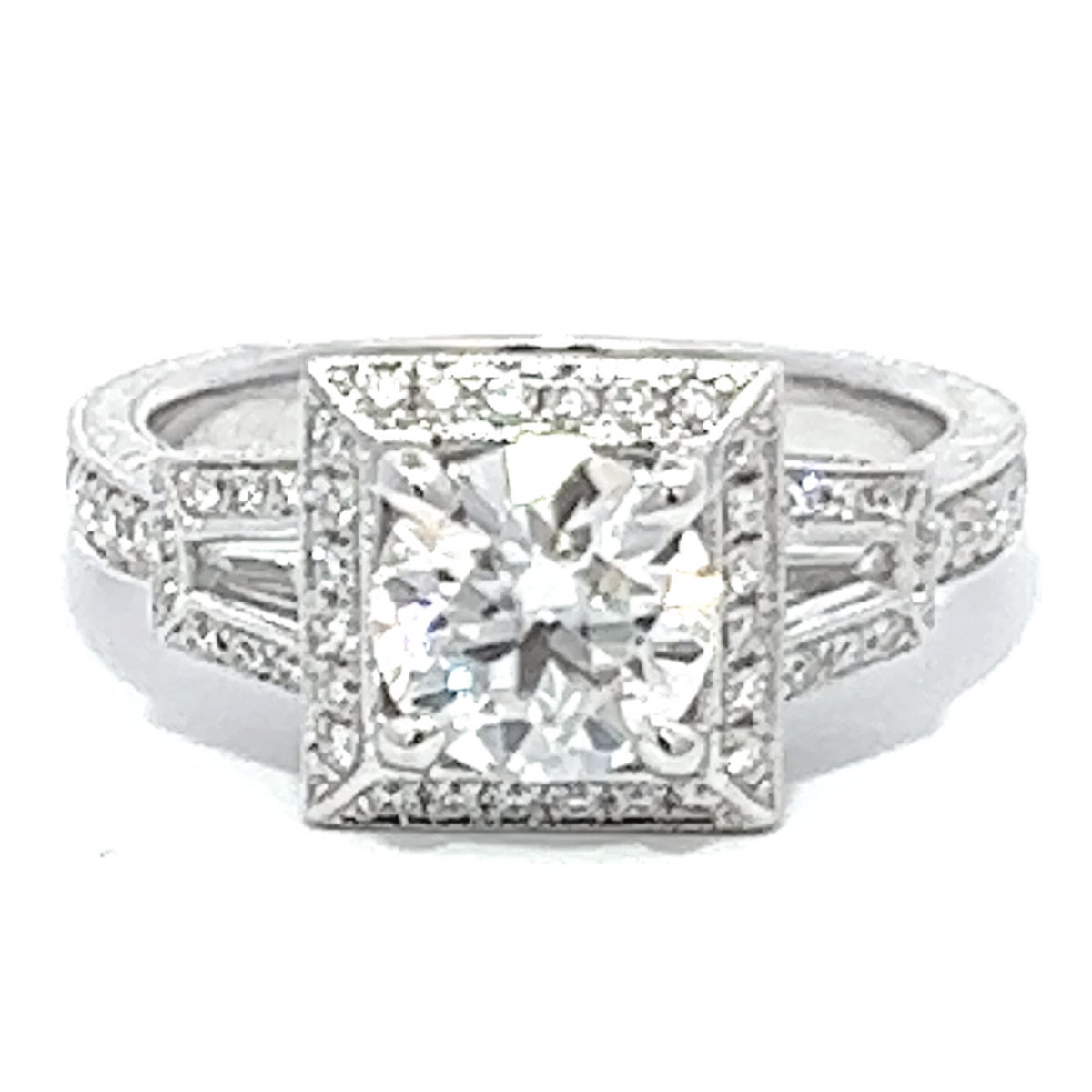 14K White Gold Diamond Princess-Cut Engagement Ring (2.28 ctw)