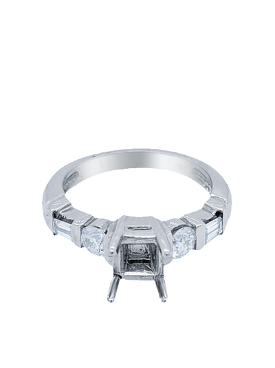 14K White Gold Diamond Princess Cut Engagement Ring (0.72 ct)