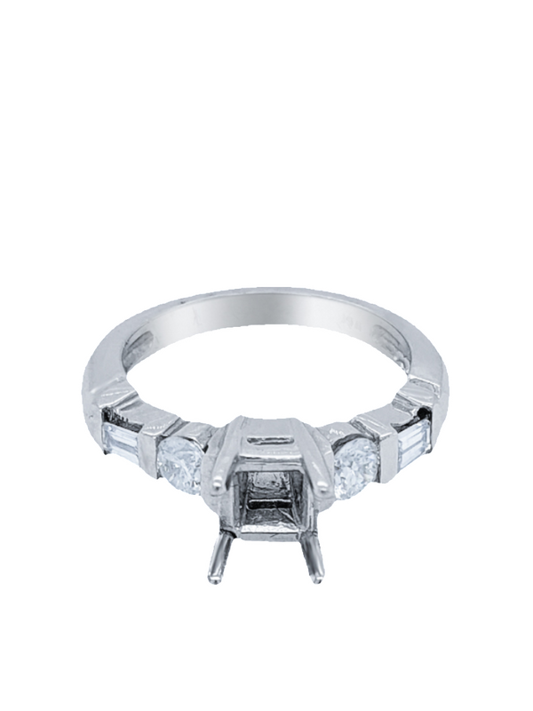 14K White Gold Diamond Princess Cut Engagement Ring (0.72 ct)