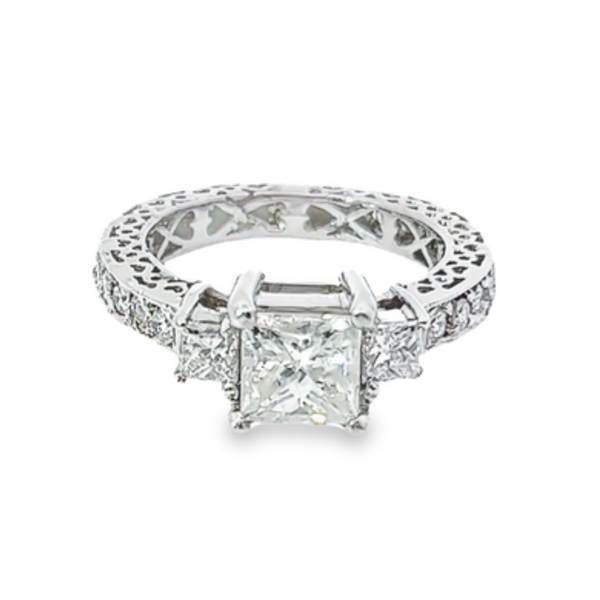 14K White Gold Diamond Princess Cut Engagement Ring – 1.51ct