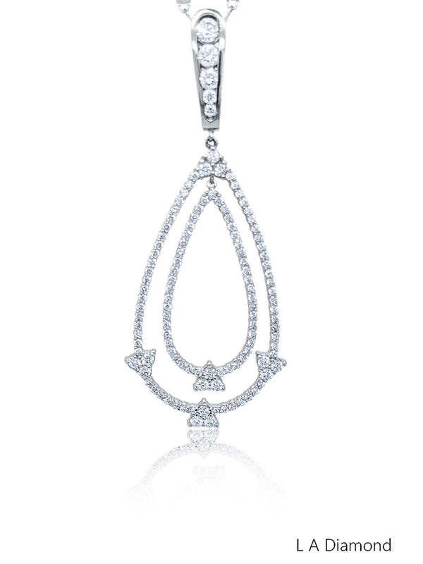 14K White Gold Diamond Round Cut Teardrop Pendant (2 ct)