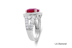 14K White Gold Diamond & Ruby Ring