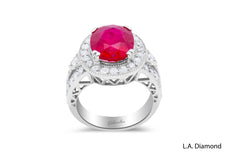 14K White Gold Diamond & Ruby Ring
