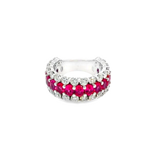 14K White Gold Diamond & Ruby Round-Cut Ring (2.50 ct Diamond + 8.10 ct Ruby)