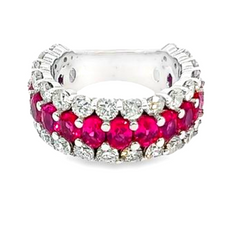 14K White Gold Diamond & Ruby Round-Cut Ring (2.50 ct Diamond + 8.10 ct Ruby)