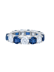 14K White Gold Diamond & Sapphire Band (1.00 ct Diamond + 1.00 ct Sapphire)