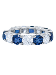 14K White Gold Diamond & Sapphire Band (1.00 ct Diamond + 1.00 ct Sapphire)