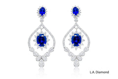 14K White Gold Diamond & Sapphire Chandelier Earrings (2.33 ct)