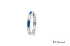 14K White Gold Diamond & Sapphire Ring