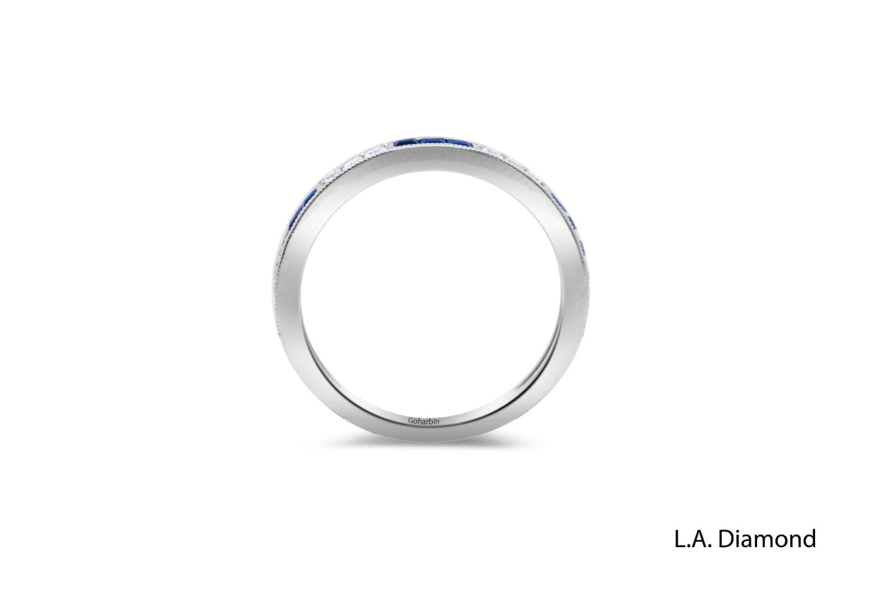 14K White Gold Diamond & Sapphire Ring