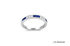 14K White Gold Diamond & Sapphire Ring