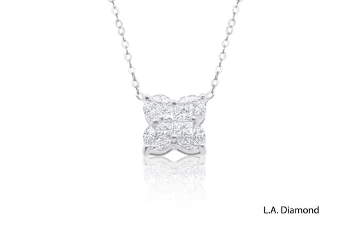 14K White Gold Diamond Snowflake Necklace Pendant (2.40 ctw)