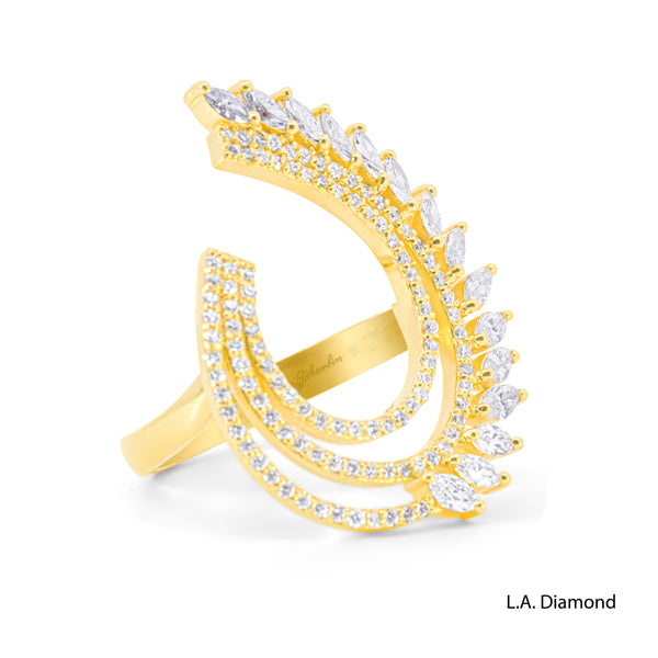 14K White Gold Elegant Feathered Diamond Ring (1.29 ct)