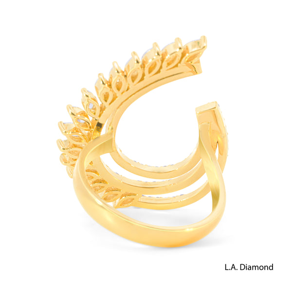 14K White Gold Elegant Feathered Diamond Ring (1.29 ct)