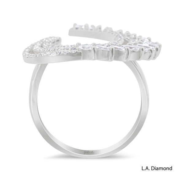 14K White Gold Elegant Feathered Diamond Ring (1.29 ct)