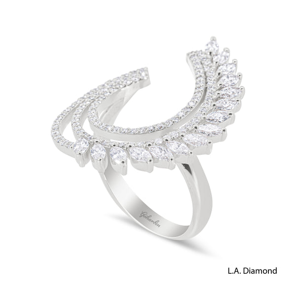 14K White Gold Elegant Feathered Diamond Ring (1.29 ct)