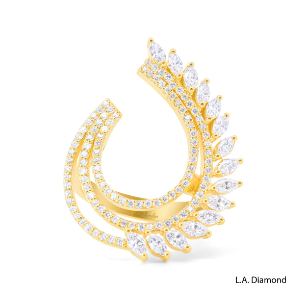 14K White Gold Elegant Feathered Diamond Ring (1.29 ct)