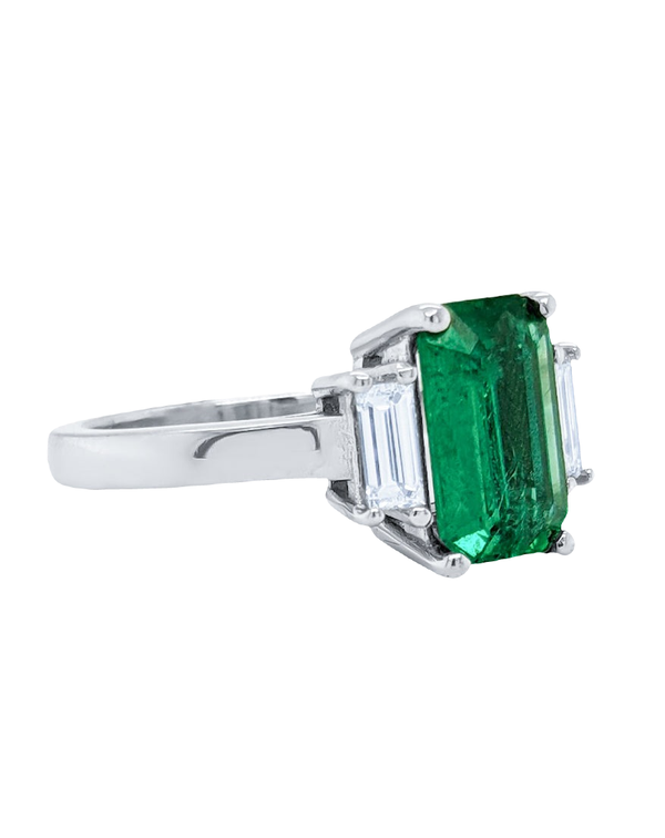 14K White Gold Emerald-Cut Emerald & Diamond Engagement Ring (2.76 CTW)