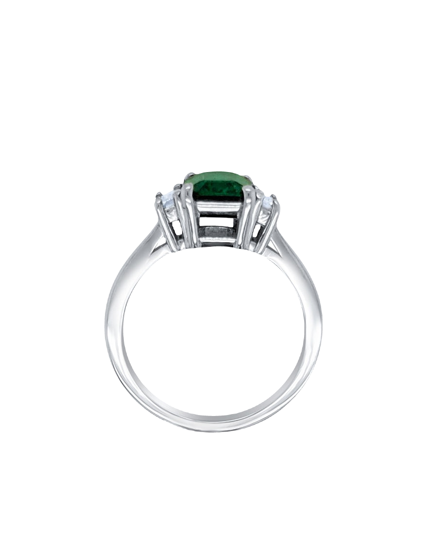 14K White Gold Emerald-Cut Emerald & Diamond Engagement Ring (2.76 CTW)